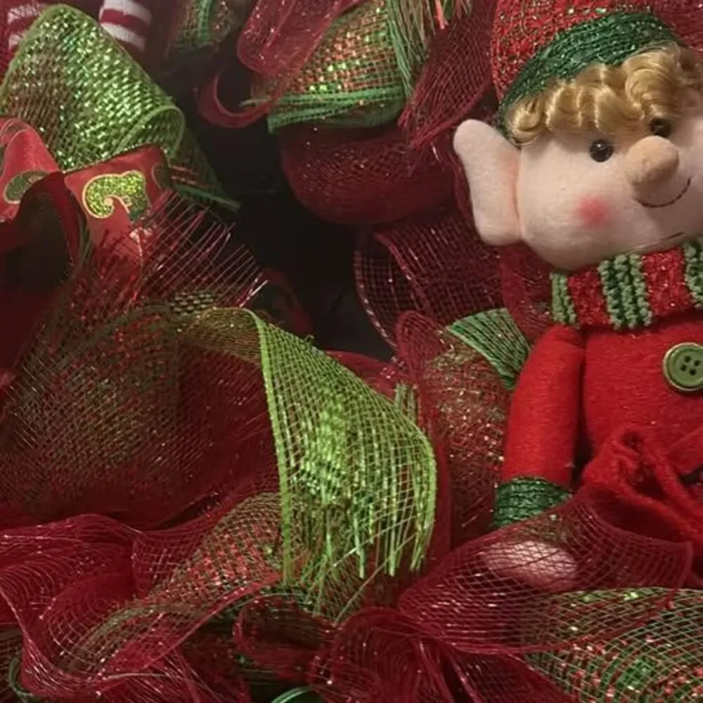Christmas Elf Deco Mesh Wreath